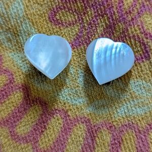 Glossy Heart-Shaped White Clip On Earrings